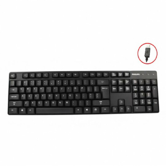 Teclado USB 2.0 Ergonômico Com Fio Philips - SPK6254B