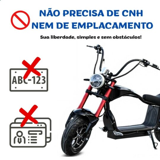 Scooter Eletrica 1000w 55km/h Estilo Chopper Clássica ST-810