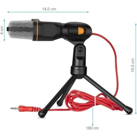 Microfone Condensador com Tripé de Mesa Conexão P2 KAPBOM - KAP-SF666