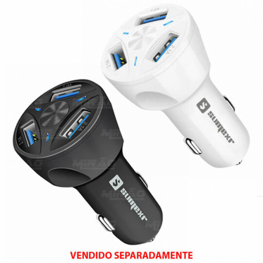 Carregador Veicular Turbo com 3 Entradas USB e Cabo para Tipo C SUMEXR - SX-C6-C