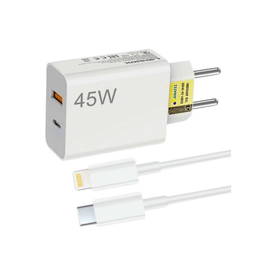 Carregador Turbo 45W PD USB Cabo Type-C p/ Lightning 1 M LEHMOX - LE-407 A+IOS