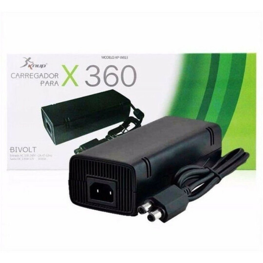 Fonte para X-box 360 Bivolt AC Adaptater Cabo 80cm KNUP - KP-W013