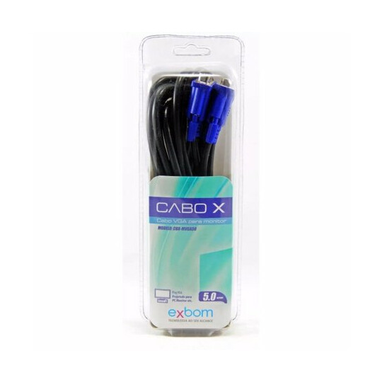 Cabo Vga 5 Metros para Monitor Blister Exbom - CBX-MVGA50