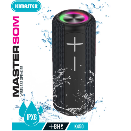 Caixa De Som Bluetooth 10W Resistente à Água IPX6 PretaKIMASTER - K450XP