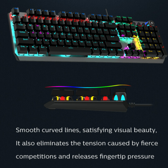 Teclado Gamer Mecânico Usb Led 104 Teclas Aula - F2066