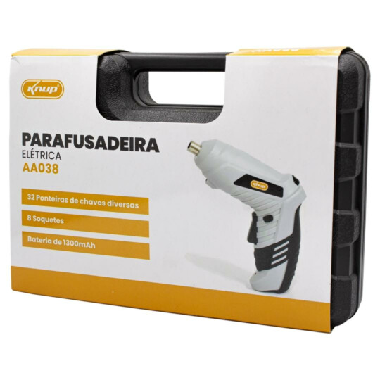Parafusadeira Eletrica com 32 Ponteiras 8 Soquetes e Bateria Interna de 1300mAh KNUP - KP-AA038