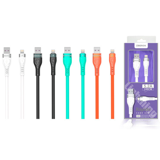 Cabo Carregador Lightning IOS x USB 2 Metros para Celular OBERON - OR-CO01/L2