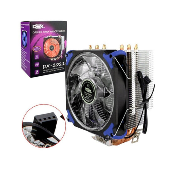 Cooler para Processador CPU Universal com 21 Leds AzulDex - DX-2021