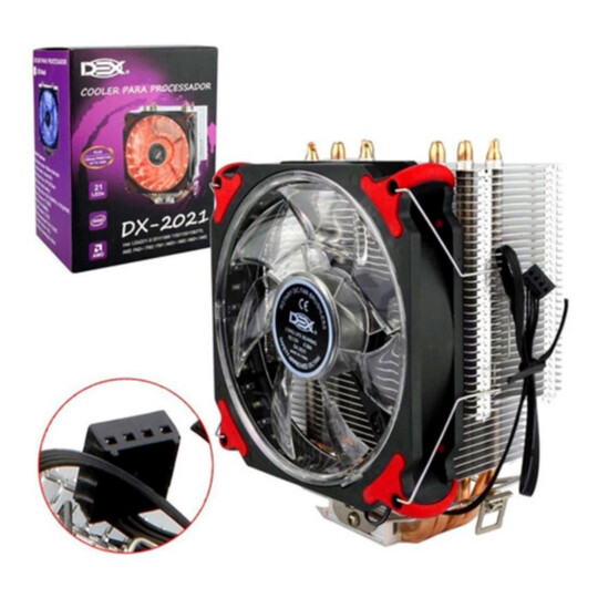 Cooler para Processador CPU Universal com 21 Leds Vermelho Dex - DX-2021
