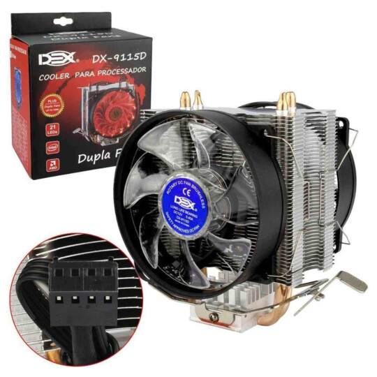 Cooler Gamer para Processador Duplo com 15 Leds Azul Dex - DX-9115D