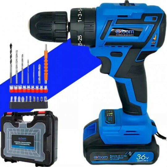 Parafusadeira E Furadeira 2em1 36v 2 Baterias Recarregável