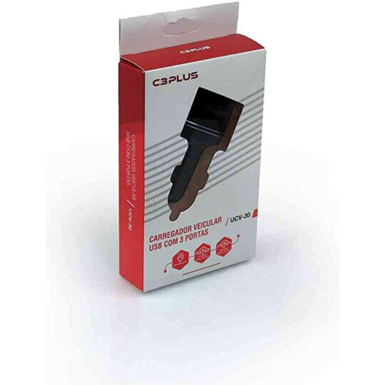 Carregador Veicular com 3 USB 3,1A C3Tech UCV-30 