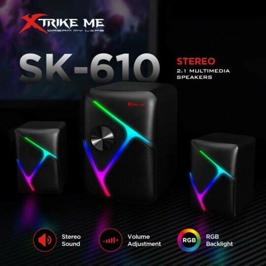 Caixa de Som Gamer 2.1 RGB Xtrike-ME SK-610 para PC Notebook