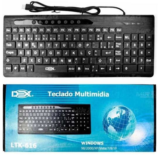 Teclado Multimídia Super Slim Tipo Chocolate Resistente a água Dex - LTK-616