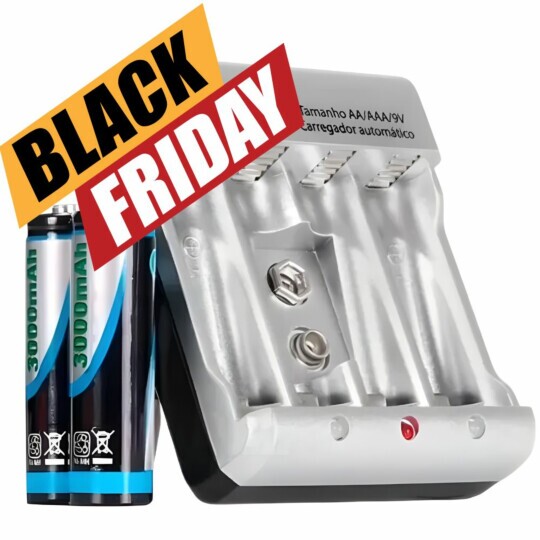 Carregador de Pilhas +2 Pilhas Recarregáveis AA Knup KP-511B