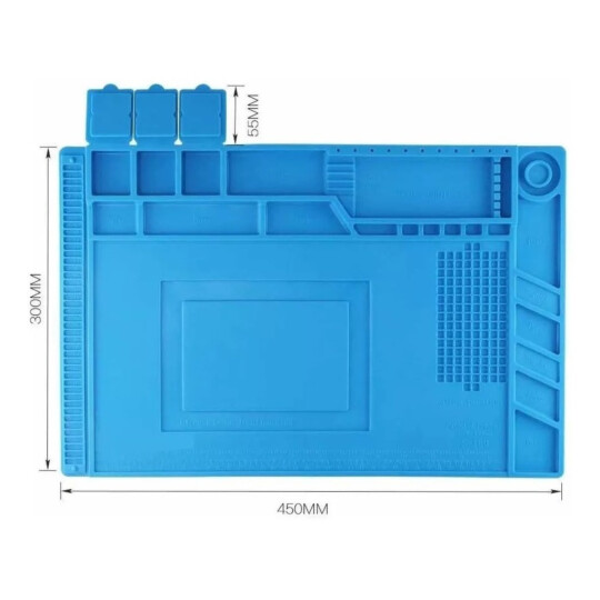 Tapete Manta Magnética em Silicone Resistente com Porta Objetos para Manutenção Eletrônicos 450*300mm - KLTE-S160