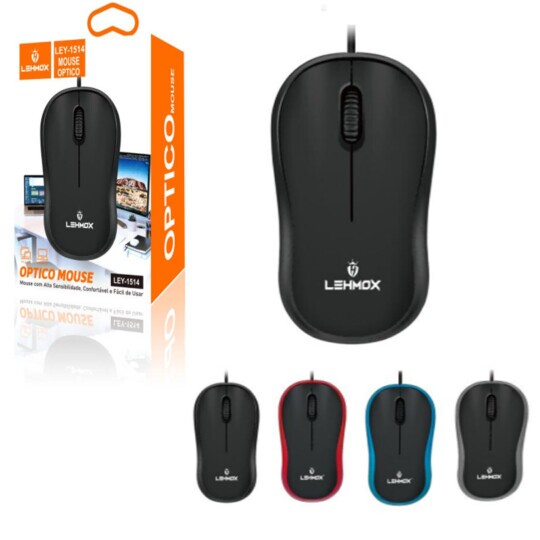 Mouse Óptico Básico Escritório com fio Lehmox LEY-1514