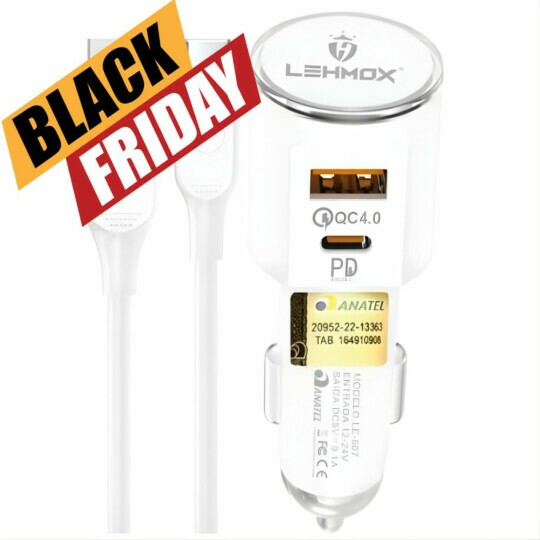 Carregador Veicular 30w Entrada USB e Type-C LEHMOX - LE-507-4