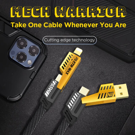 Cabo Carregador 2 em 1 65W Usb Type-C Lightning 1.2 Metros - OR-C039