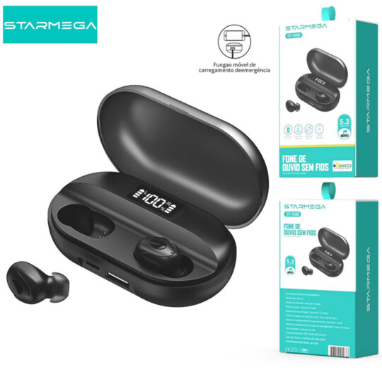 Fone de Ouvido Bluetooth sem Fio 5.3 TWS Starmega - ST-158B