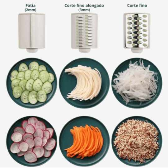 Cortador Fatiador Ralador Manual De Legumes, Frutas, Carnes e Queijos com 3 Lâminas KAPBOM - KA-1320
