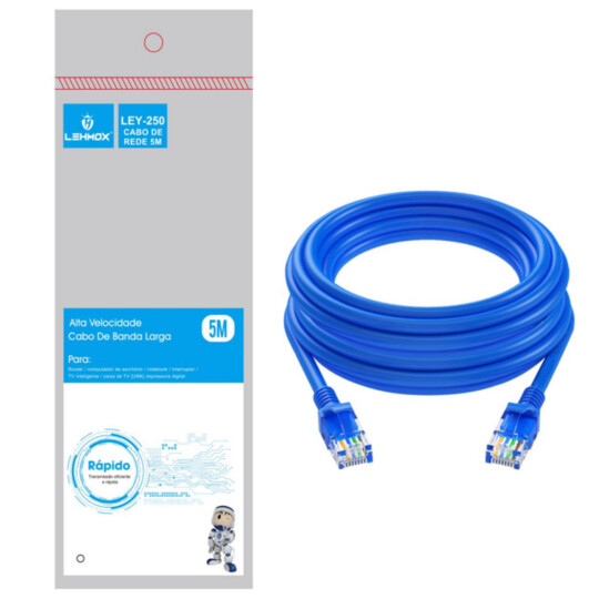 Cabo de Rede RJ45 Alta Velocidade com 5 Metros - LEY-250