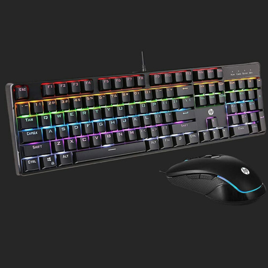 Kit Teclado + Mouse Gamer HP Mecânico Usb Com Led RGB Preto - GM200