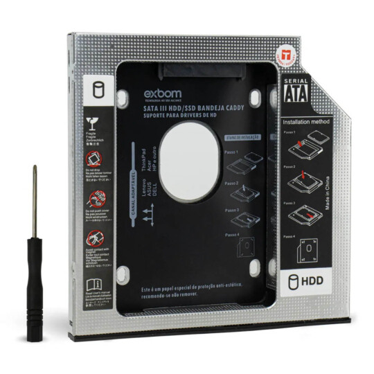 Case para Hd/Ssd Caddy Gaveta 12.7mm para HD 2.5 Exbom - HDCA-S127