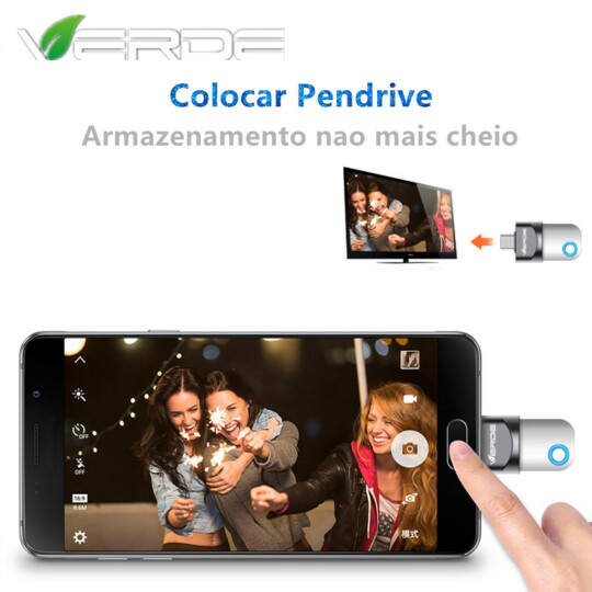 Adaptador OTG Type-C para USB Para Controle de Dispositivos e Acessórios Verde - ZJT-TPC-OTG-1