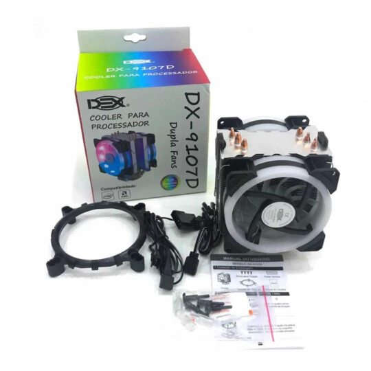 Cooler Gamer para Processador Intel e AMD Duplo com Led RGB Dex - DX-9107D