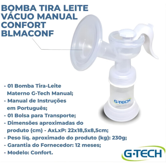 Bomba Manual Tira Leite Materno Confort G-tech