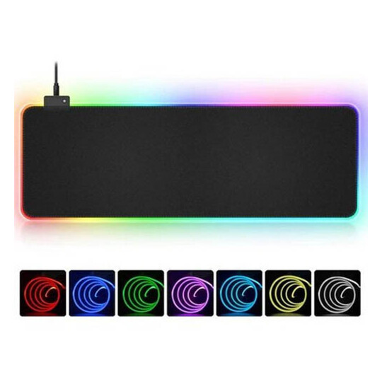 Mouse Pad Gamer Grande com Led RGB 7 Cores 30cm x 80cm Exbom - MP-LED3080