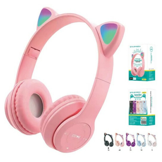 Fone de Ouvido Bluetooth Orelha de Gatinho LED ST-71