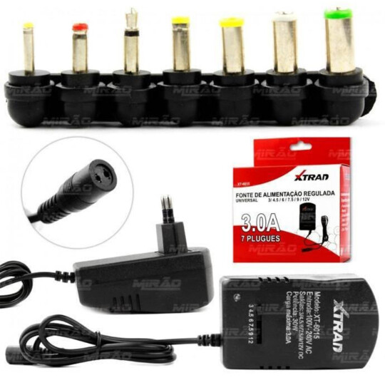 Fonte Universal com 7 Plugues 12V 3.0A XTrad - XT-6015