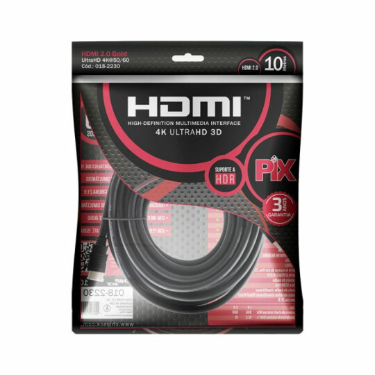 Cabo Hdmi Gold 2.0 4K Hdr 19P 10 Metros Chipsce - 018-2230