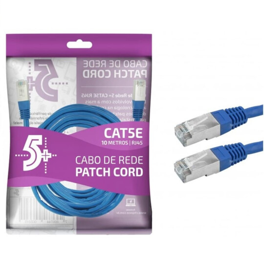Cabo de Rede - Rj45 CAT5e FTP 10 Metros Azul Chipsce - 018-9920