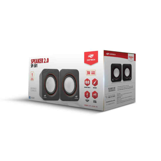 Caixa de Som Speaker Usb 2.0 para PC e Notebook C3Tech - SP-301BK