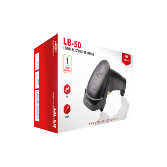 Leitor de Código de Barras USB com Suporte C3Tech - LB-50BK