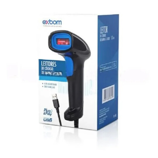 Leitor de Código de Barras Laser USB Com Fio Exbom - LCB-150