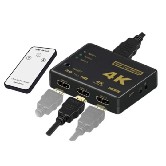 Switch 4k HDMI 3 Entradas / 1 Saída Com Controle Remoto Exbom - 02833