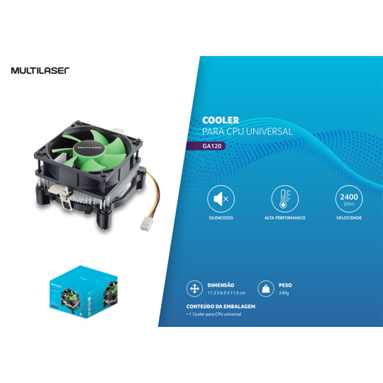 Cooler para Processador Universal Intel e AMD Multilaser - GA120