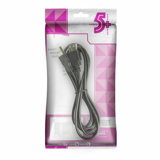 Cabo Usb 2.0 - Usb A Macho + Usb A Fêmea 2.0 - 1,8 metros Preto - 018-3277
