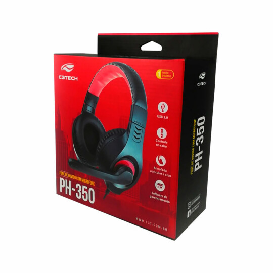 Fone de Ouvido Headset Usb Com Microfone Preto C3tech - PH-350BK