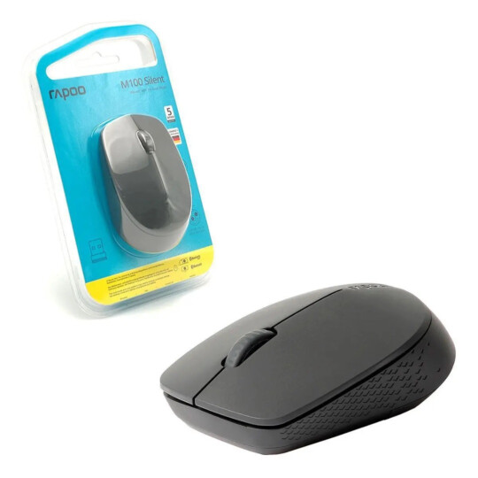 Mouse sem Fio Bluetooth + 2.4ghz 1300 dpi Preto Rapoo M100 - RA009