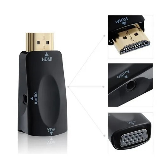 Mini Conversor Adaptador Hdmi para VGA Com Áudio - LT-2599