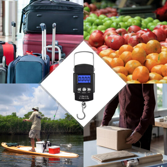 Balança Portátil Digital de Mão até 50kg para Bagagem Mala Pesca com Gancho - A19 Reling