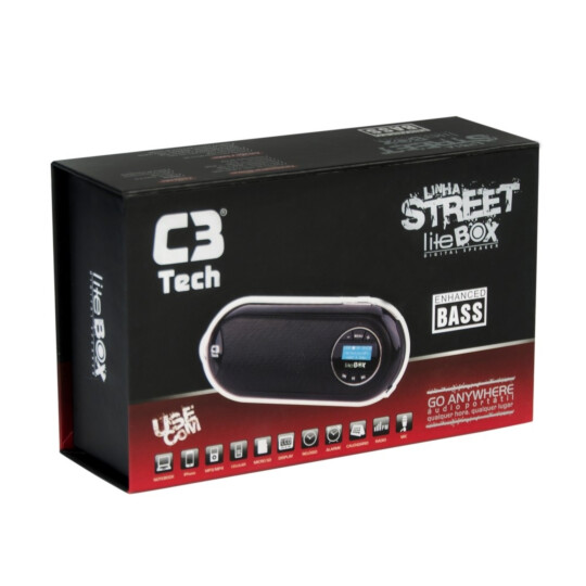 Caixa de Som Speaker 2.0 Portátil Com LCD/FM/MSD/BAT C3tech - ST-180 PRATA