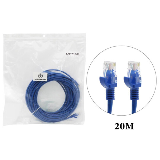Cabo de Rede RJ45 com 20 Metros Cat 5e Azul Kapbom - KAP-W-20M
