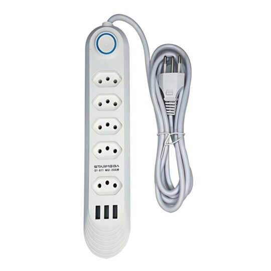 Filtro de Linha 5 Tomadas e 3 USB Com Interruptor ST-871