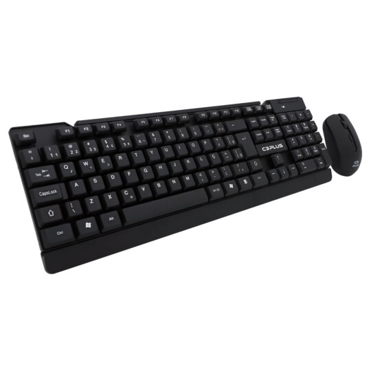 Kit Teclado e Mouse C3Tech sem Fio Wireless Padrão ABNT2 - K-W11BKV2